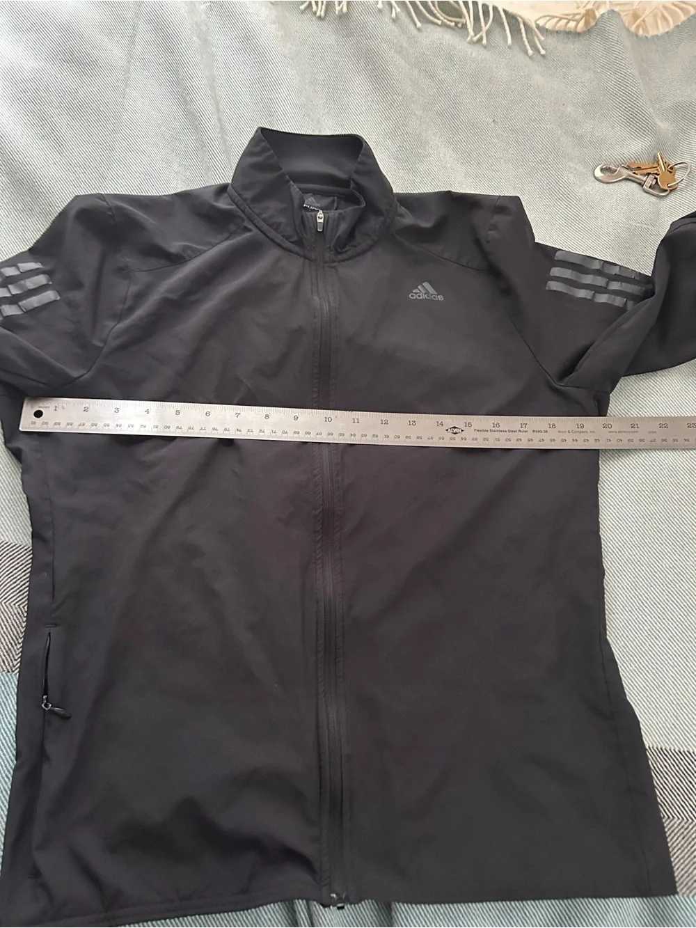Adidas Running Men’s Black Full-Zip Lightweight Athletic Jacket, L